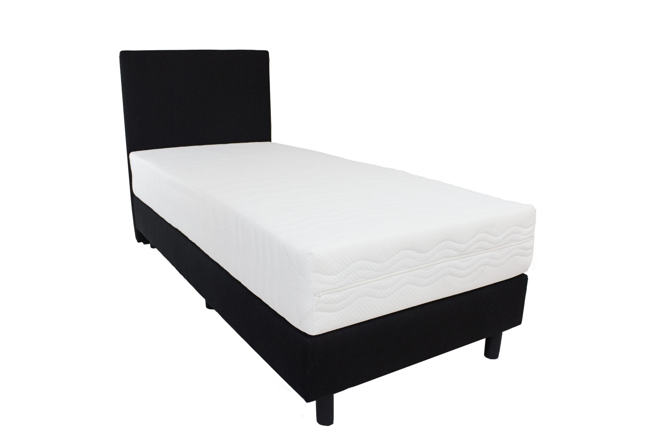 Budget Boxspring Zwart 1 Persoons 90x220 cm met Pocket Koudschuim Matras - Bedworld B.V.